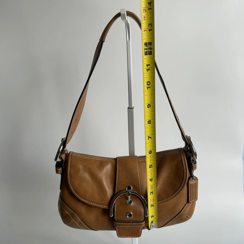 Coach Soho Tan Brown Leather Flap Shoulder Bag 9248 Good - Picture 11 of 12